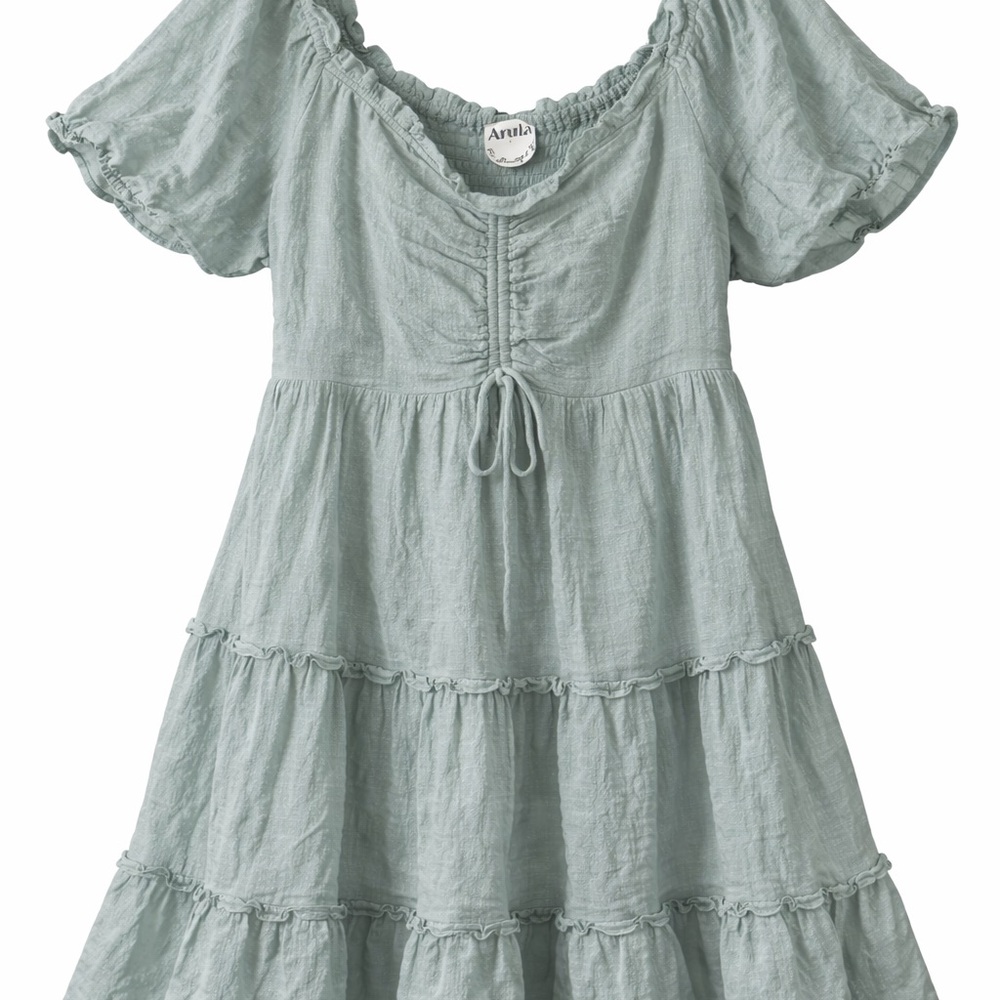 Altar'd State Light Green Tiered Mini Dress